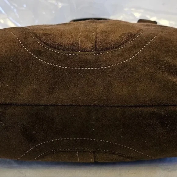 COACH BROWN SUEDE & LEATHER SHOULDER BAG - Picture 2 of 7